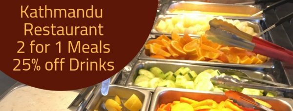 SPECIAL Two For One Meals and 25% off Drinks! Wednesdays at Kathmandu Nederland 3 2 for 1 and 25 off drinks fall 2018